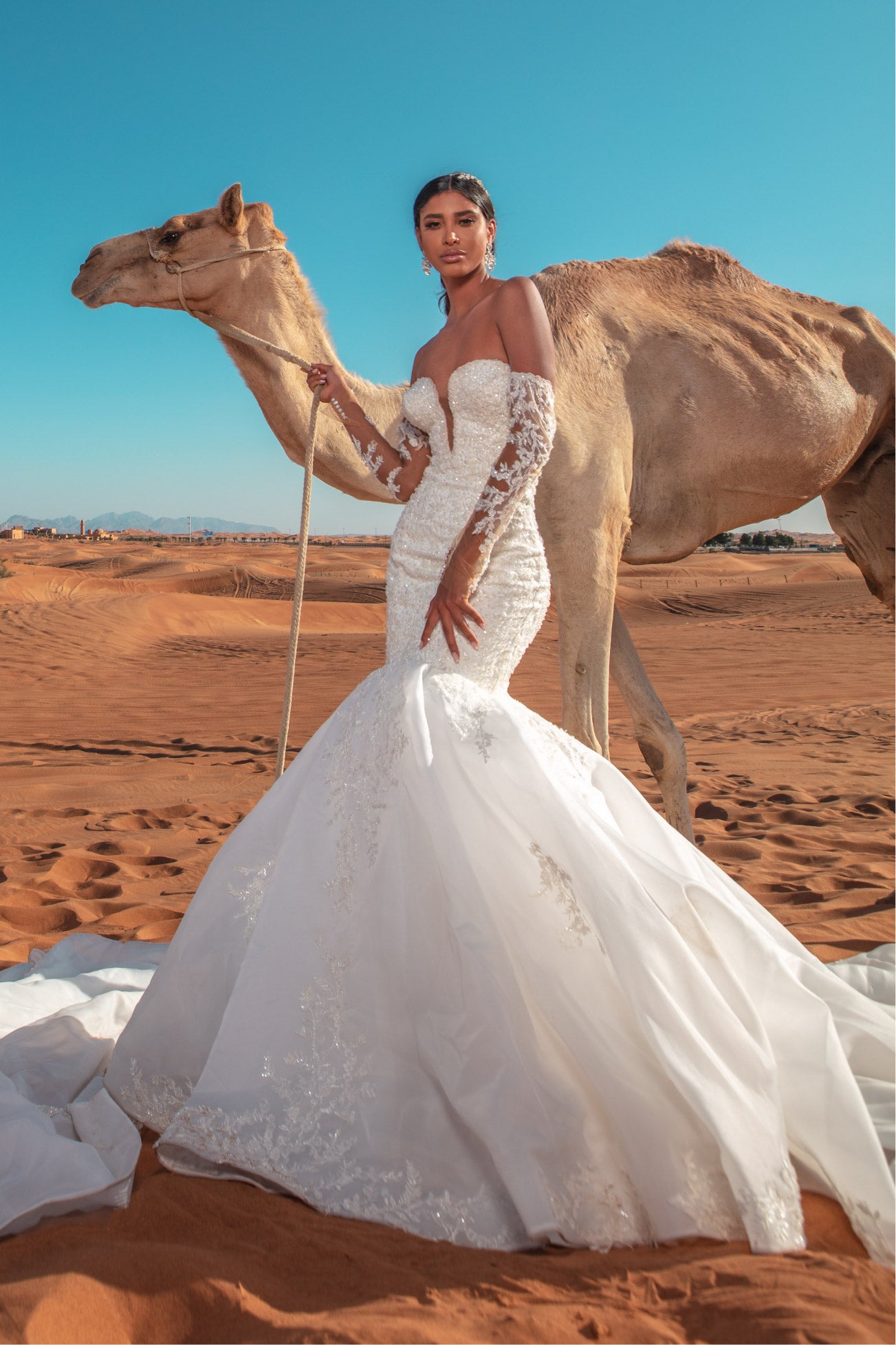 Sun mermaid wedding dress